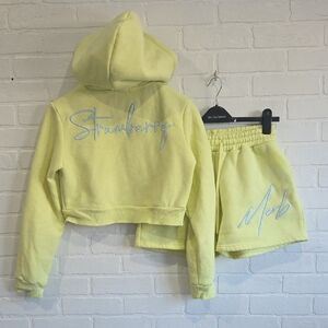 Strawberry Milk Mob Fleece Shorts Set (2pc)